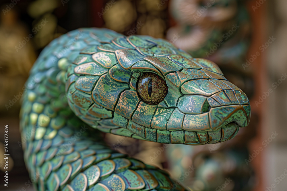 Fototapeta premium Green wooden snake