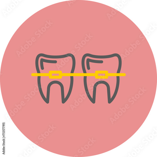 Braces Line Two Color Circle