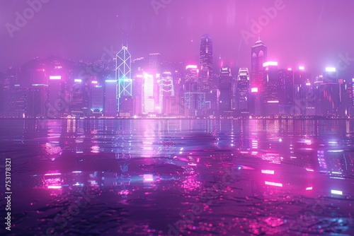 future fintech on a cyberpunk with the city in the background. 