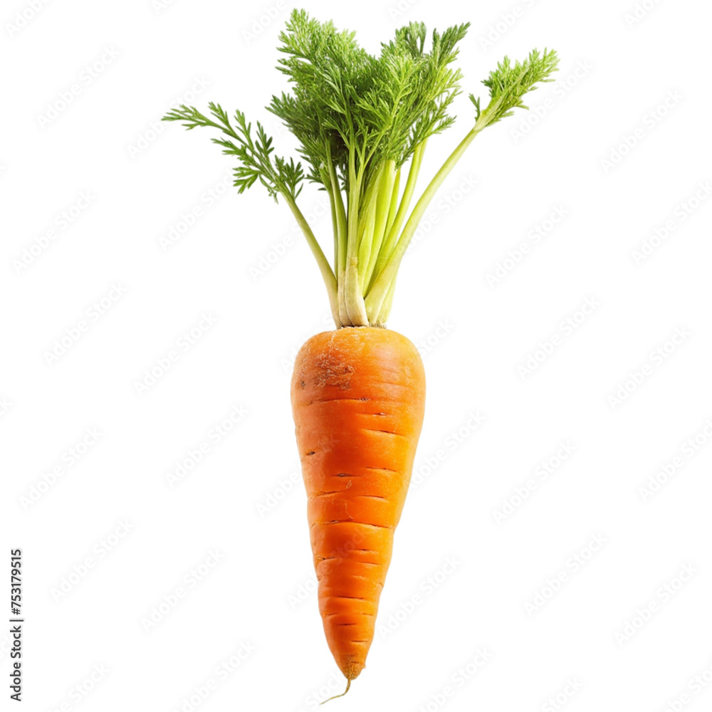 Carrot with green leaves isolated on transparent background. Carrot with green leaves isolated on transparent background.