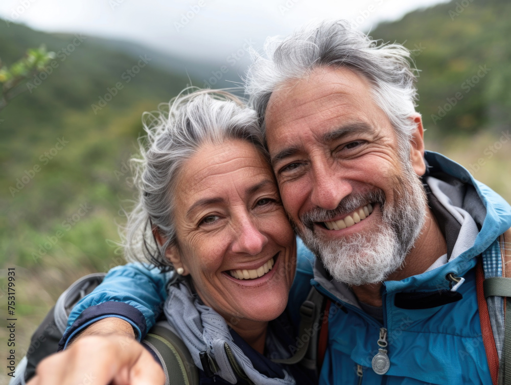 Happy Senior Couple Taking a Selfie on a Hike Happy Senior Couple Taking a Selfie on a Hike