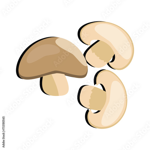 Mushroom flat design cartoon different mushrooms vector illustration, wild mushroom symbol signs, Amanita poisonous. Eps 10