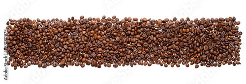 Coffee Beans isolated on transparent background png file. Panoramic coffee beans isolated on transparent background