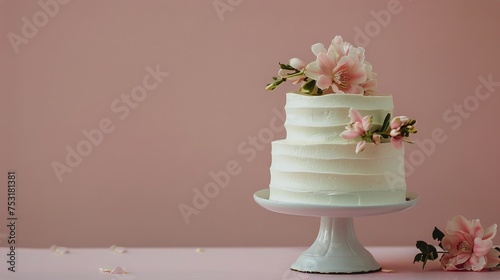 Three Tiered Cake With Flowers
