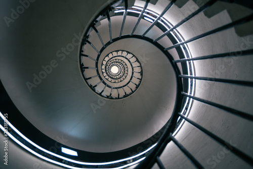 Spiral staircase inside Paris France.
