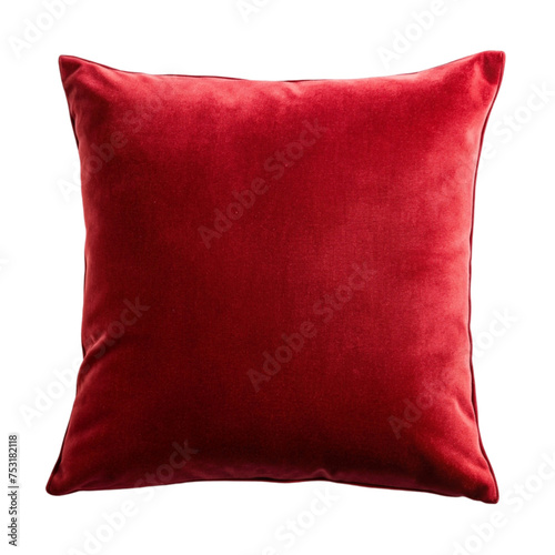 Cushion red pillow velvet pillows isolated on Transparent background.