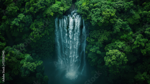 Waterfall. waterfall landscape in tropical forest. Natural background.