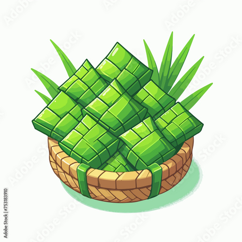 ketupat rice cuisine asian food vector