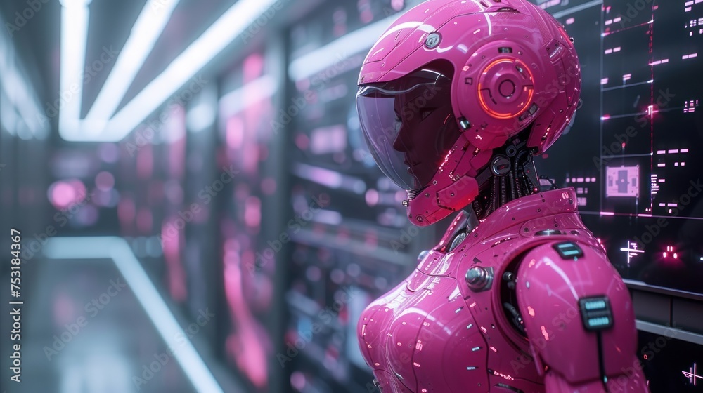 Pink Robotic Entity in a Data Center Environment