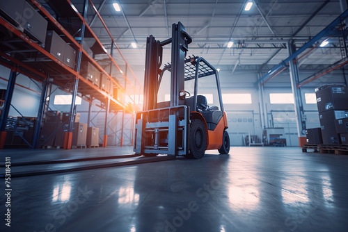 forklift in warehouse, industrial logistics. generative ai