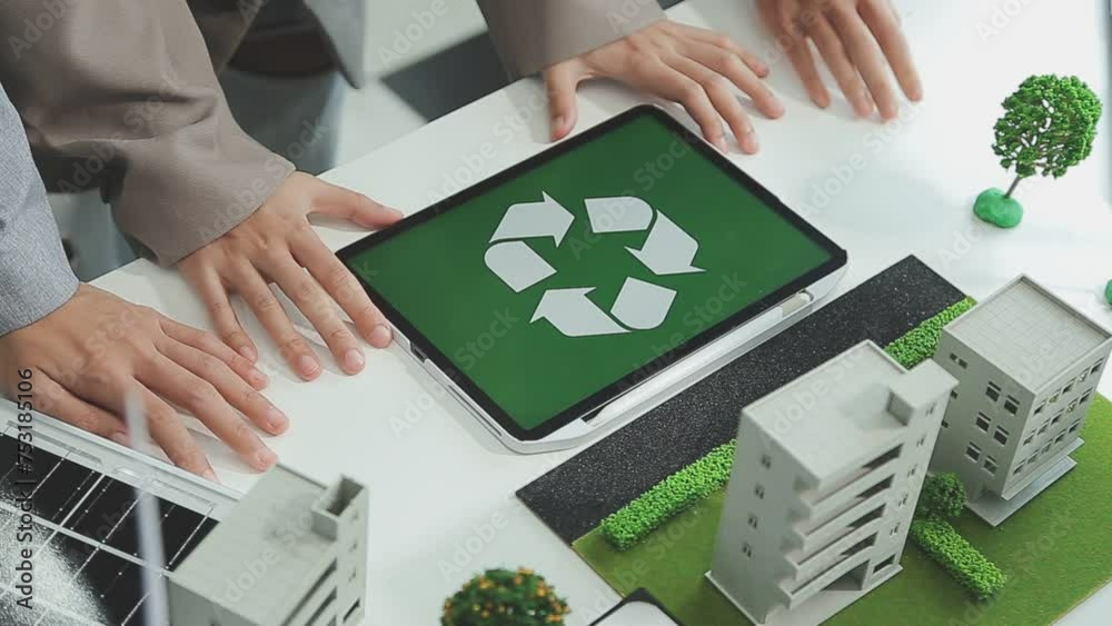 Group of business people planning and discussing on recycle reduce ...