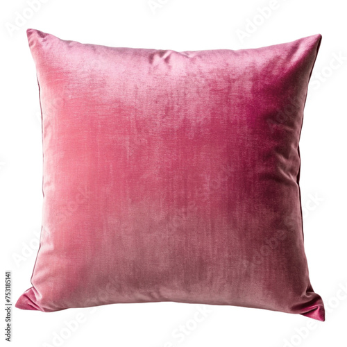 Cushion pink pillow velvet pillows isolated on Transparent background.