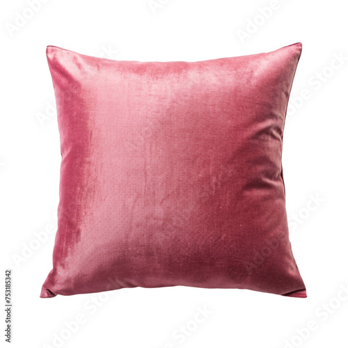 Cushion pink pillow velvet pillows isolated on Transparent background. photo