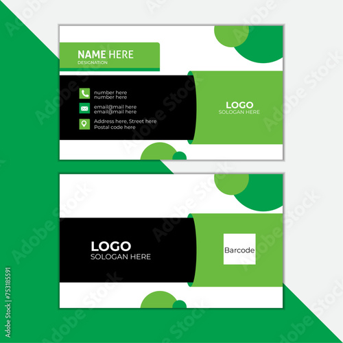 Green business card design.  creative and unique style business card template . double sided business card