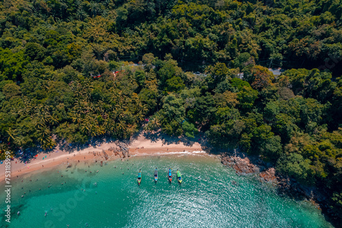 Travel photo Thailand  Aerial top view Phuket with turquoise sea and sand beach Banana