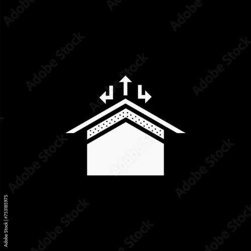 House climate control system, change temperature, home air conditioning icon on black background