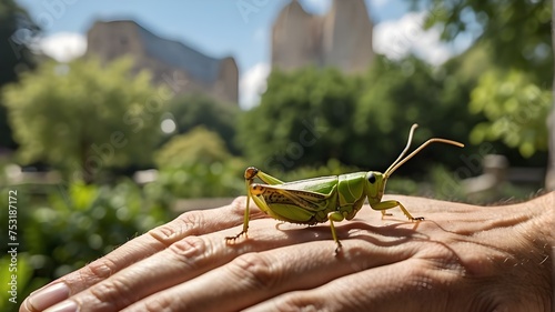 grasshopper on hand