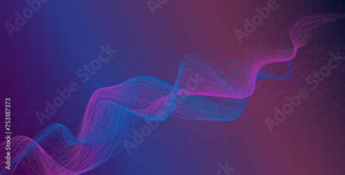 Multicolored network on a dark background. colorful dynamic lines on a dark texture. virtual reality concept. 3d image. radio waves illustration