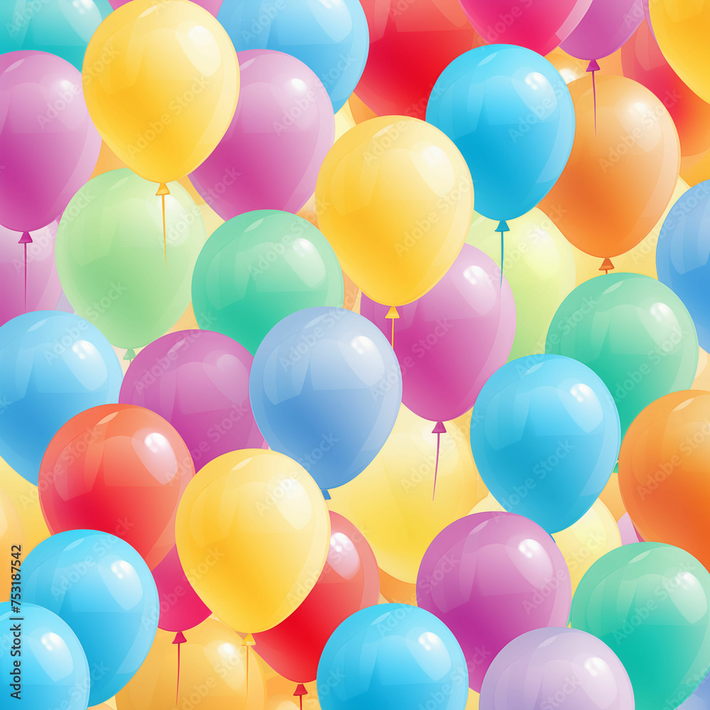 Multicolored Balloons Floating in the Air. Generative AI
