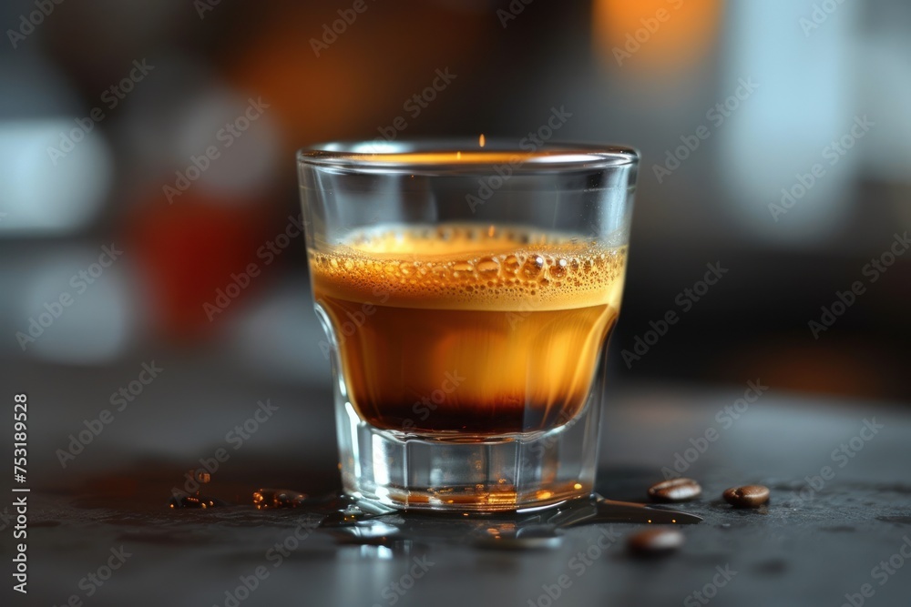 Brewing espresso: pouring coffee into a cup Brewing espresso: pouring coffee into a cup