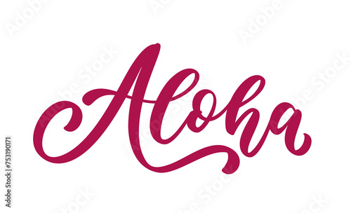 Aloha hand lettering. Vector typography design. Modern Brush calligraphy. Hawaiian text hello phrase.