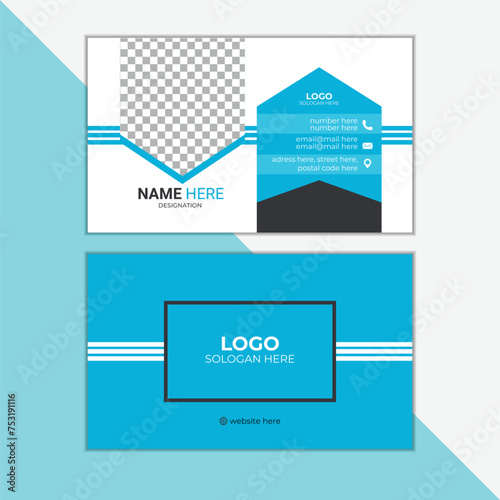 Standard business card design, sky blue business card template