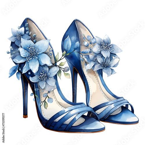 Wedding Shoes Watercolor Illustration PNG, Transparent Background