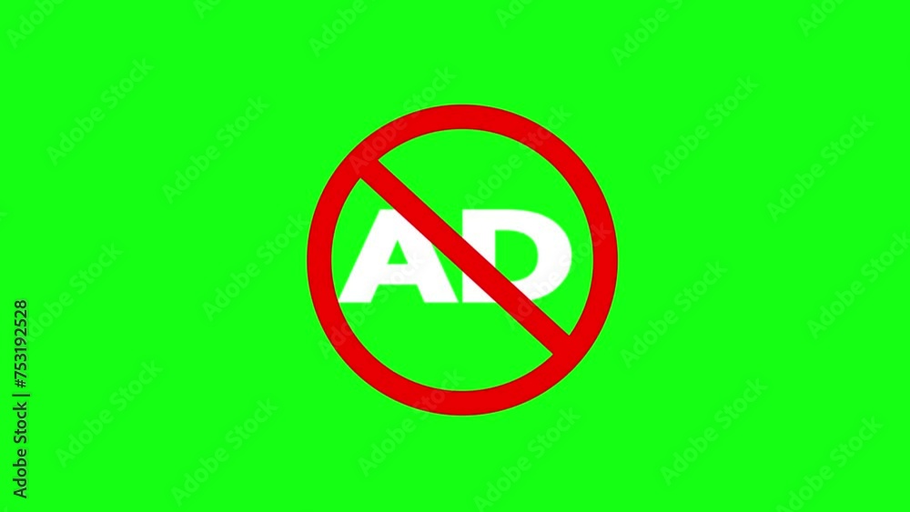 ads crossed out mark color icon animation. ad not allowed icon animation.