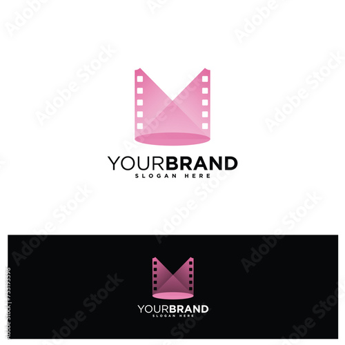 Elegant letter M logo for strip film logo design concept