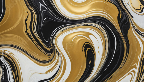 Abstract marble texture with black and golden watercolor alcoholic liquid background