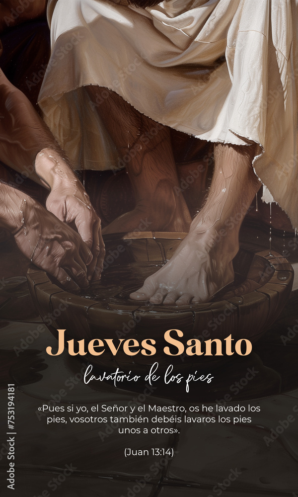 Jueves Santo. Lavatorio de pies. Jesús lava los pies a sus apóstoles en ...