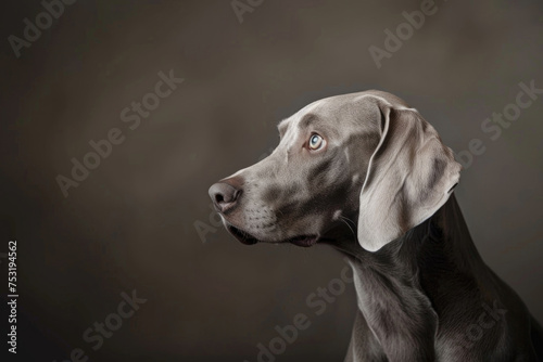 A Weimaraner exuding elegance and poise against a neutral homogeneous backdrop