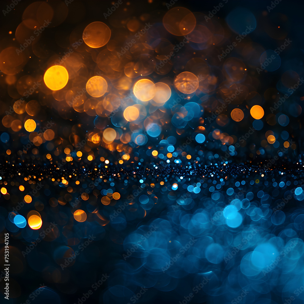 An image capturing the hazy glow of yellow lights against a black backdrop Blurred bokeh lights on a plain black.
