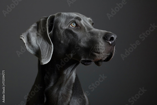 A Weimaraner exuding elegance and poise against a neutral homogeneous backdrop