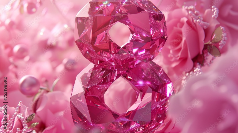 Elegant Crystal Eight with Roses for 8 March