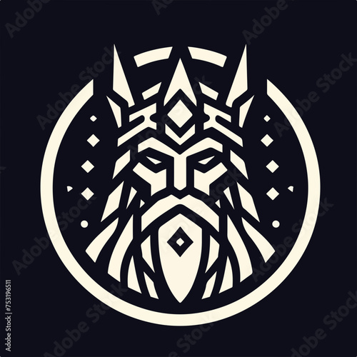 freyr norse germanic mythology god logo icon sticker tattoo vector. photo