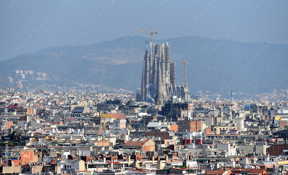 A distant view of Barcelona from the West A distant view of Barcelona from the West