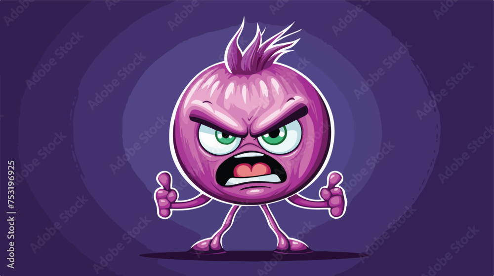 Onion Purple mascot character with angry expression.