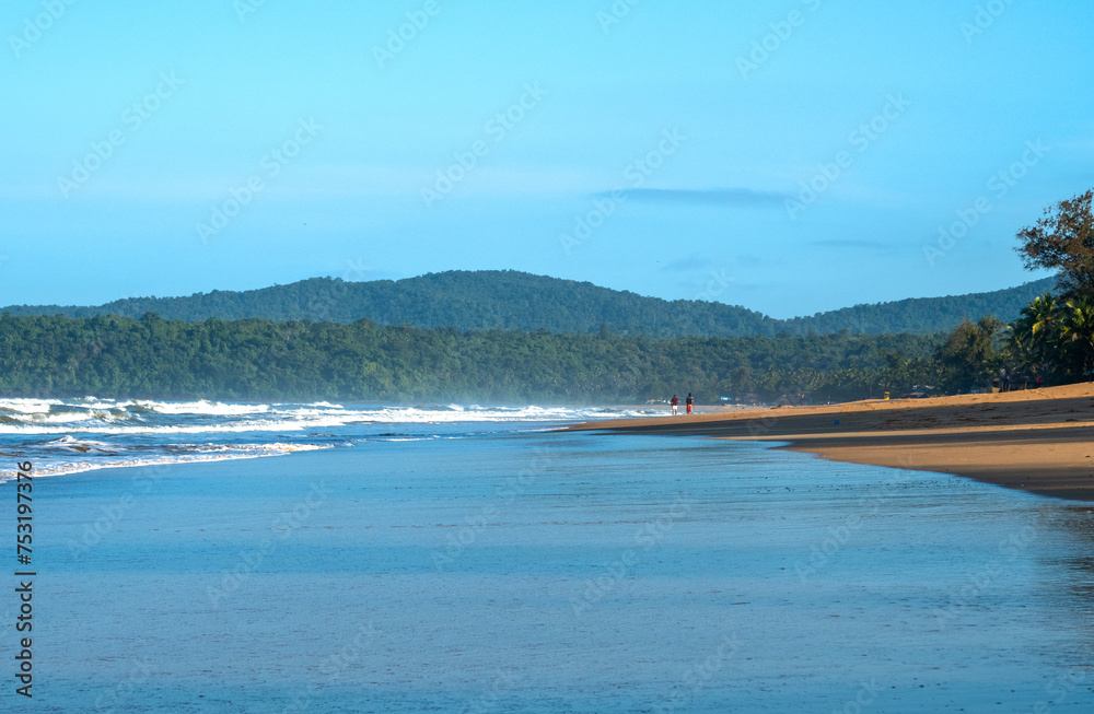 Goa, seashore during windy sunny morning in Agonda