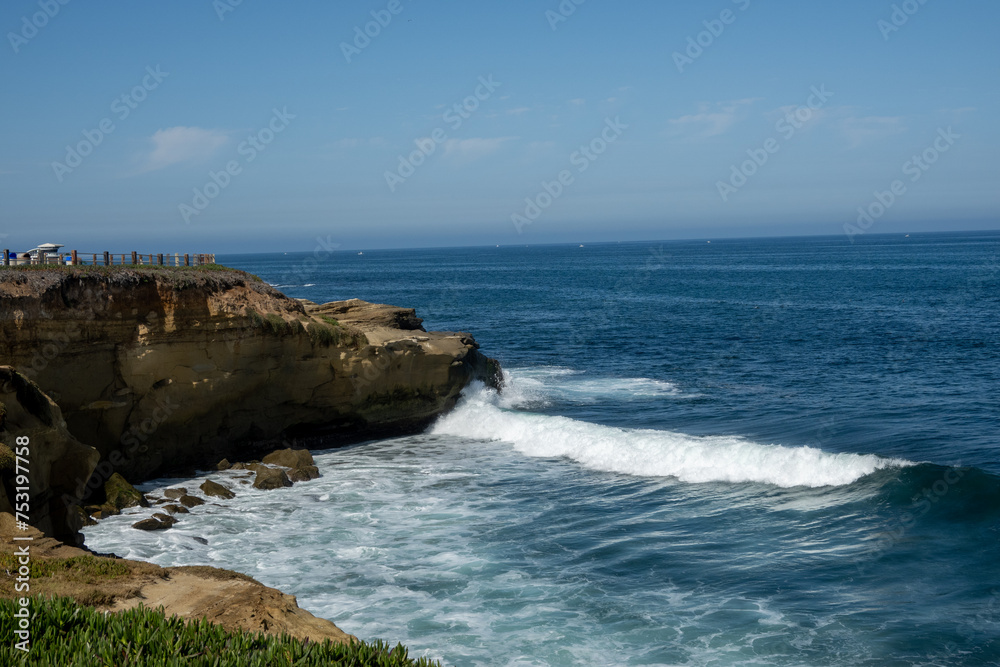 cliff with pacific ocean waves