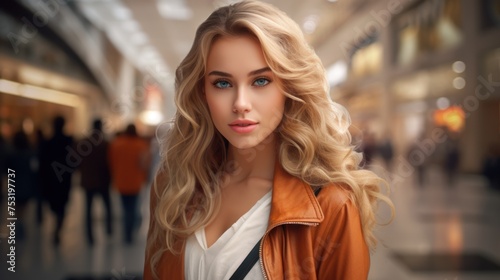 Wallpaper Mural Graceful lady with long blond hair, elegant features. Torontodigital.ca