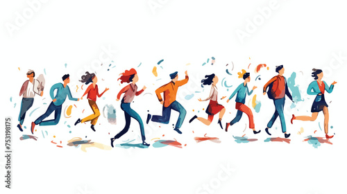 People active breaks freehand draw cartoon vector il
