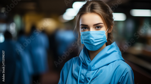 Doctor wearing protection face mask against coronavirus. Young woman doctor in cap and face mask isolated on white