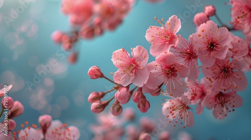 Close Up of Branch With Pink Flowers © olegganko