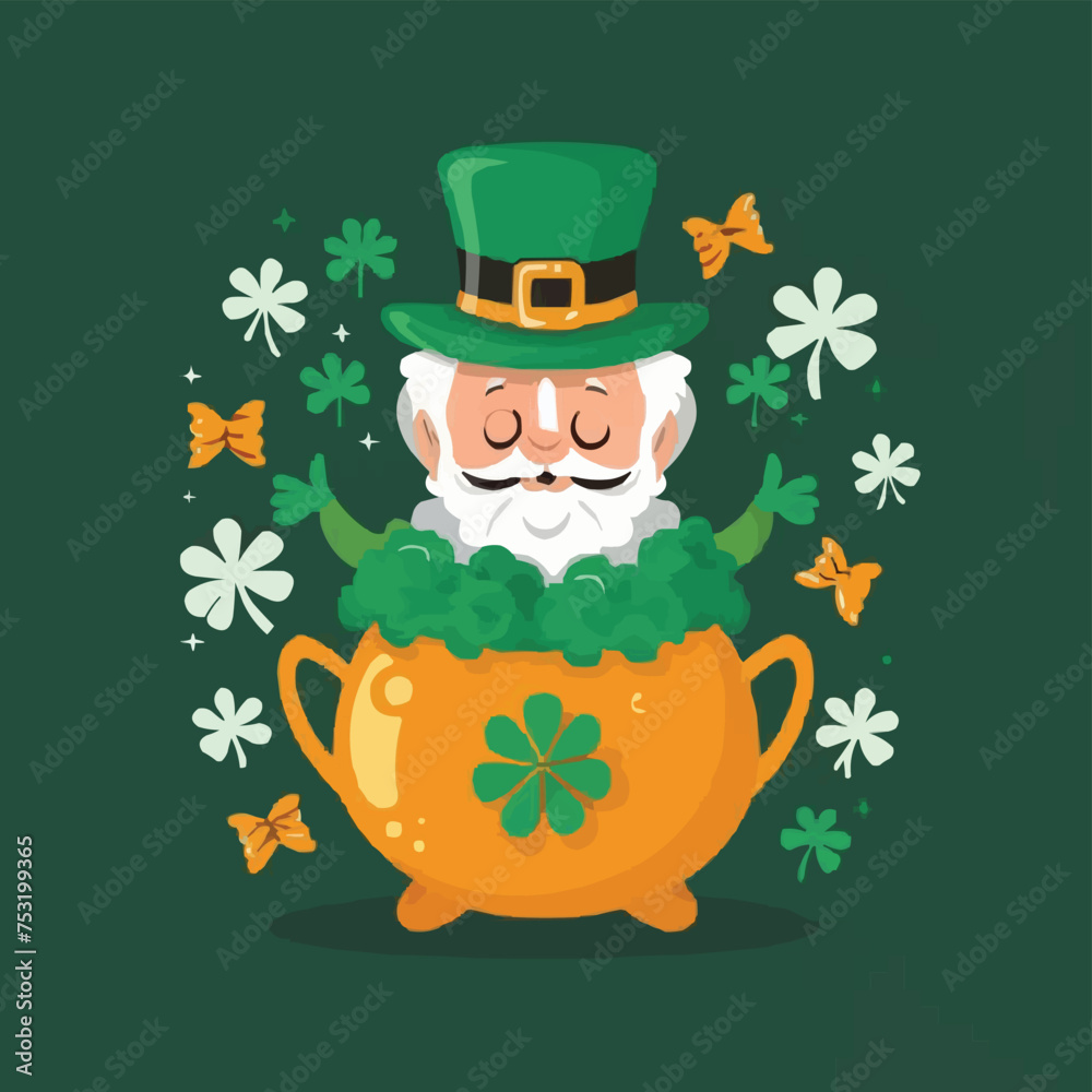Naklejka premium st. patrick's day illustration with clover and gold circles