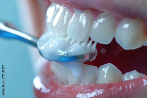 A close-up shot capturing the meticulous process of tooth cleaning