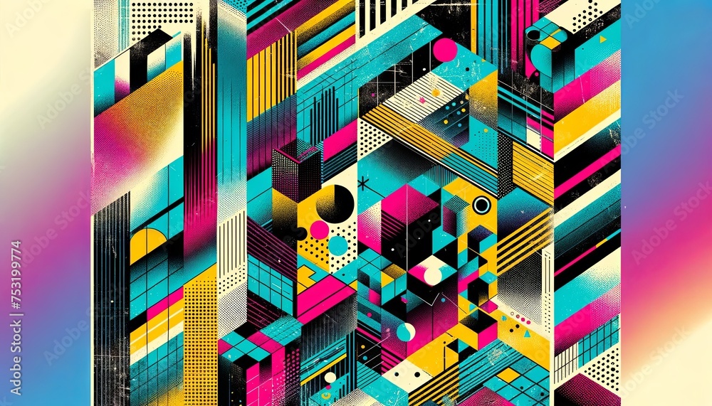 Abstract background in style of risograph prints. Minimalism, 90s and ...