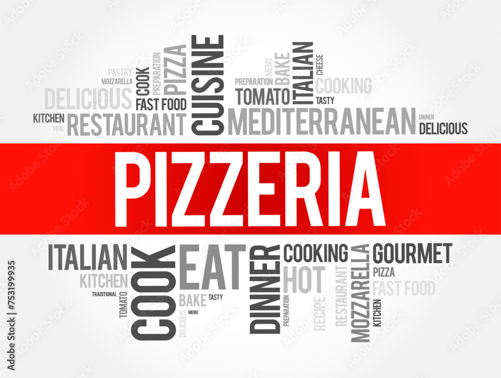 Fototapeta premium Pizzeria word cloud collage, food concept background