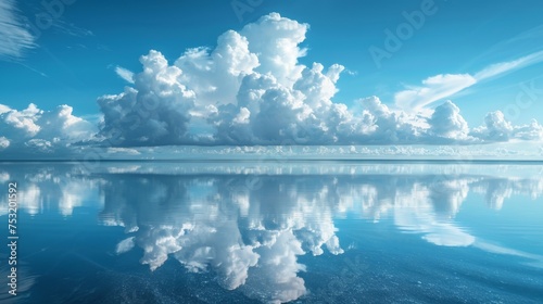 Blue Sky With Clouds Reflecting in Water