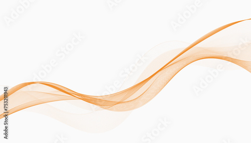 Orange stripes on a white background. Creative line art. Orange waves with lines. Curved wavy line, smooth stripe.